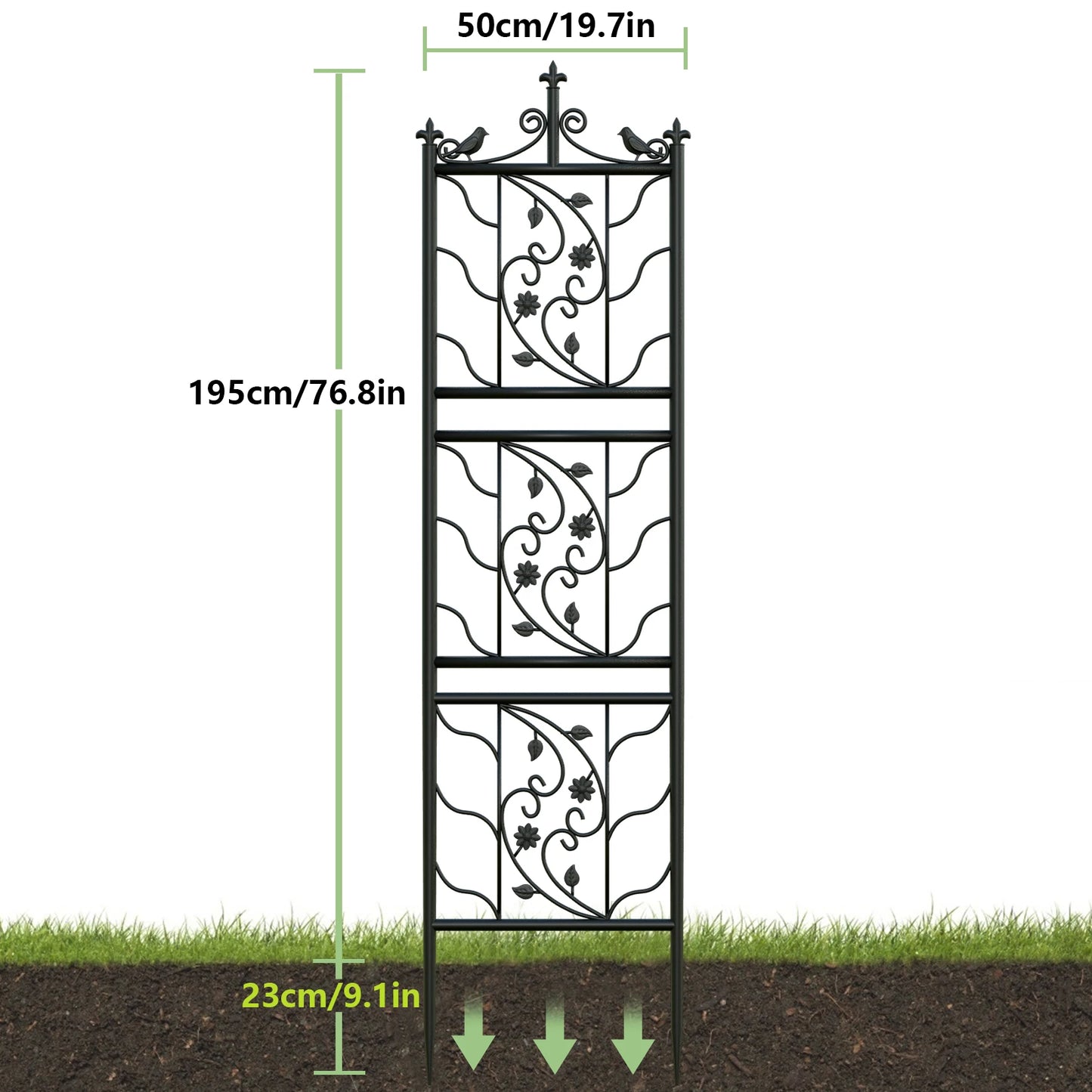 71in TALL - DECORATIVE METAL GARDEN TRELLIS PANEL