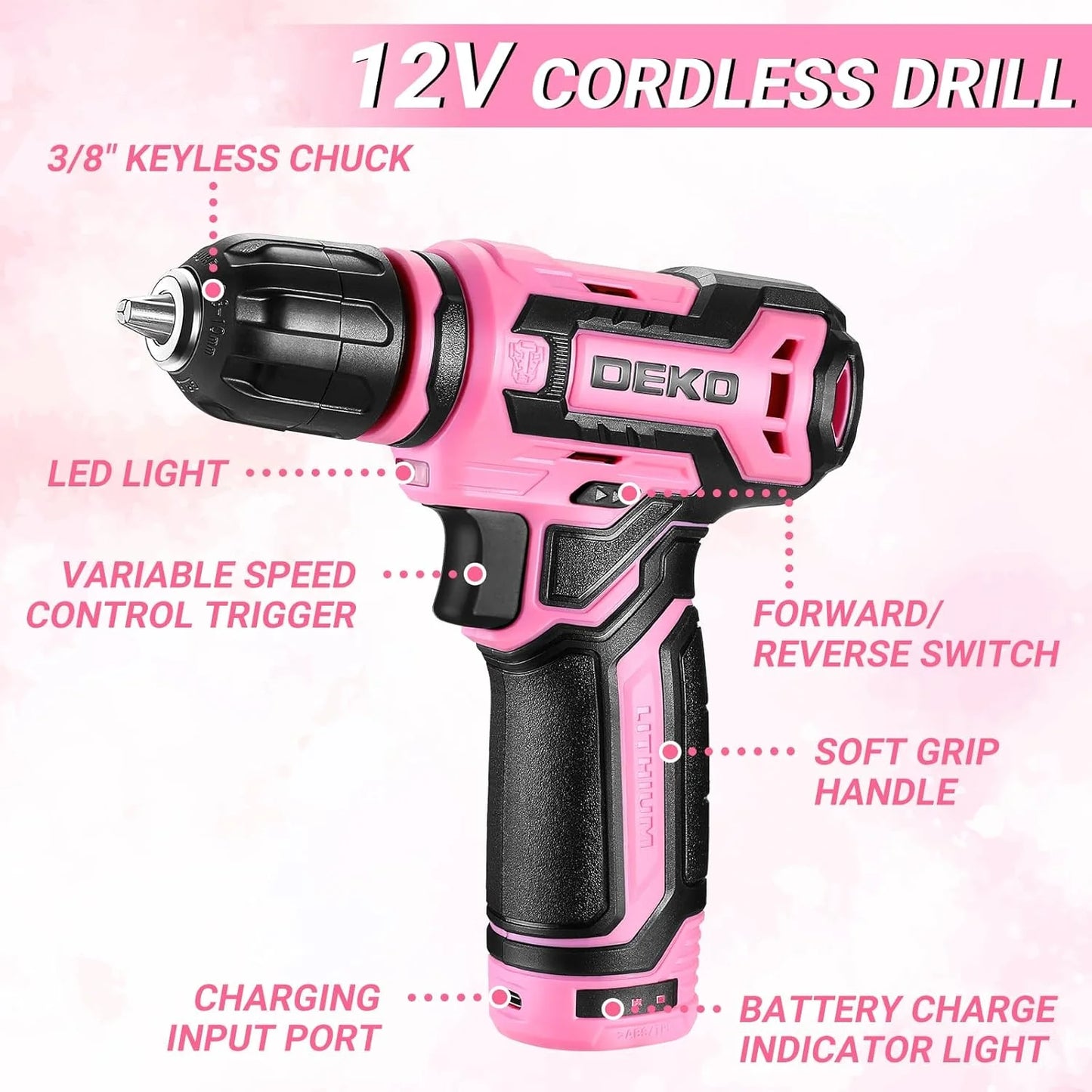 12V - Home Mechanic Toolbox with Power Cordless Drill Hand