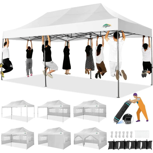10ft x 20ft - HEAVY DUTY COMMERCIAL POP UP CANOPY W/6-SIDEWALLS