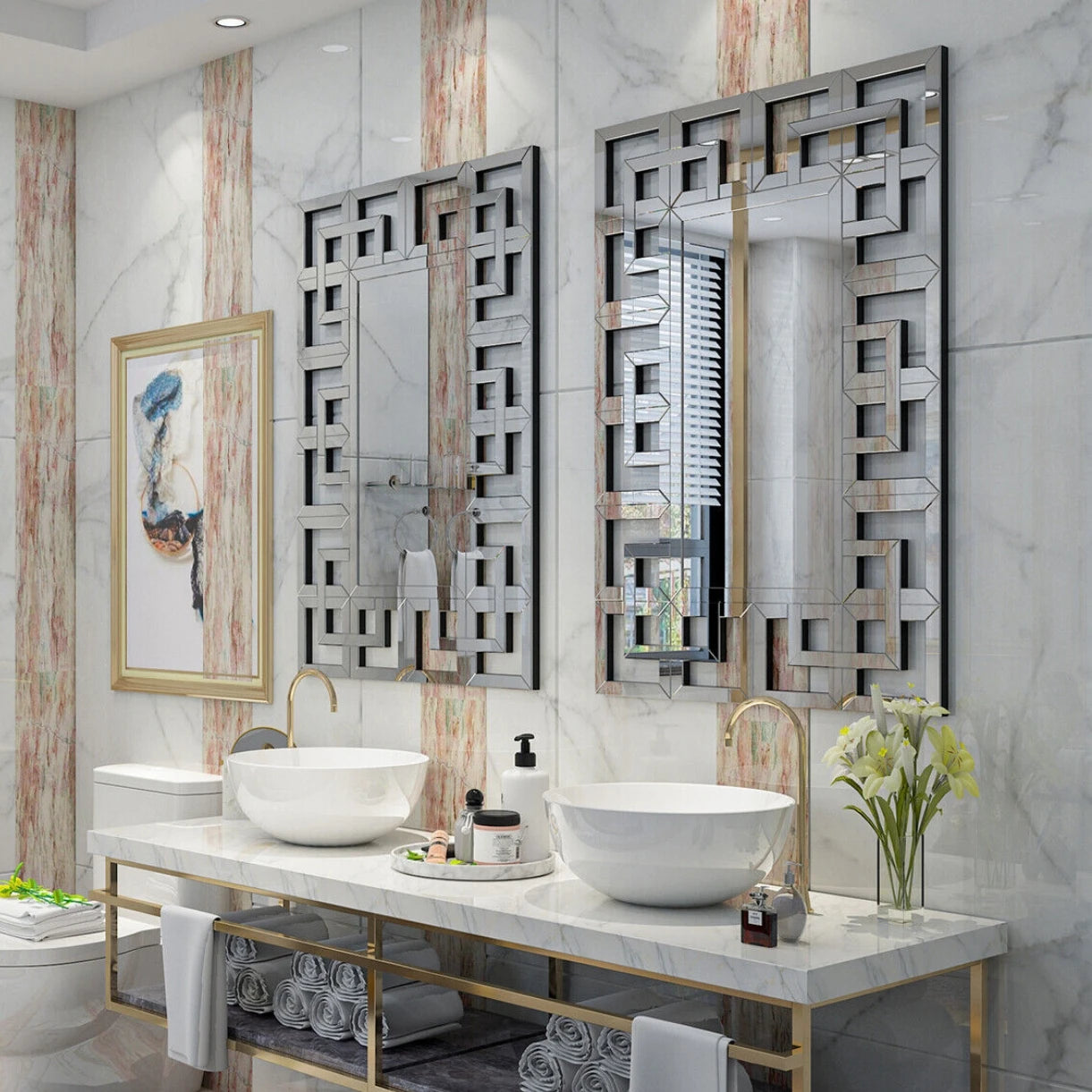 LARGE RECTANGULAR  ACCENT MIRROR W/GRECIAN VENETIAN FRAME