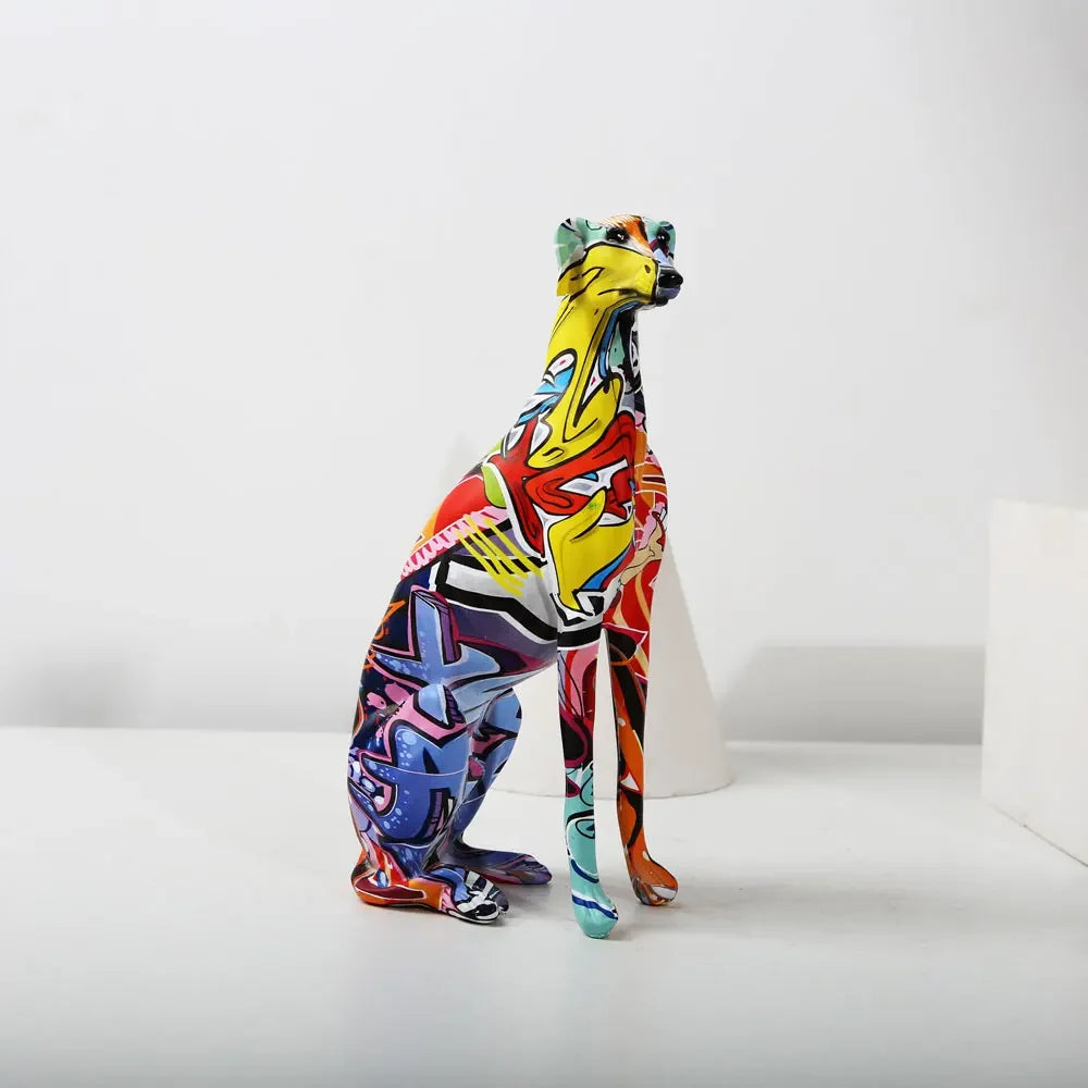COLORFUL ABSTRACT PAINTED GREYHOUND DOBERMAN DESKTOP DECORATION