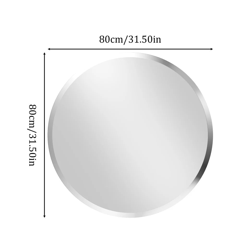80cm - LARGE FRAMELESS ROUND VANITY MIRROR W/BEVELED EDGE