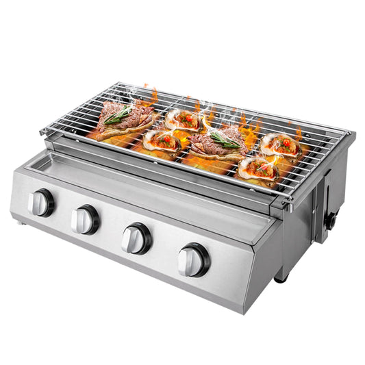 4-BURNER - STAINLESS STEEL SMOKELESS BARBECUE GRILL ROASTER