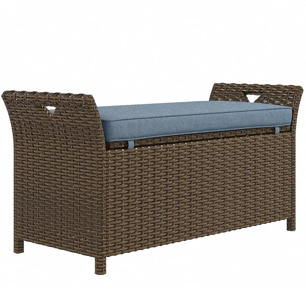 17.75in x 41.25in x 20.25in - 29 -GALLON LARGE WICKER/RATTAN PATIO STORAGE BENCH