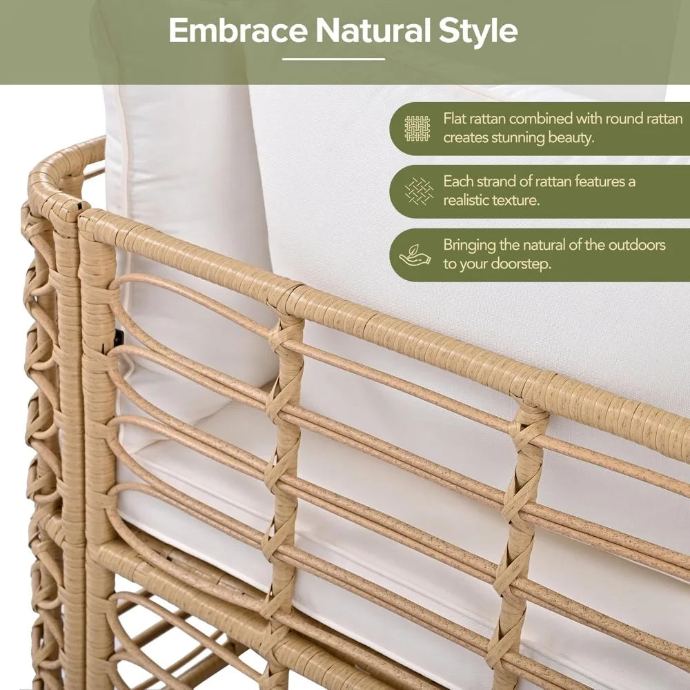 7pcs - OUTDOOR RATTAN/WICKER PATIO FURNITURE SET