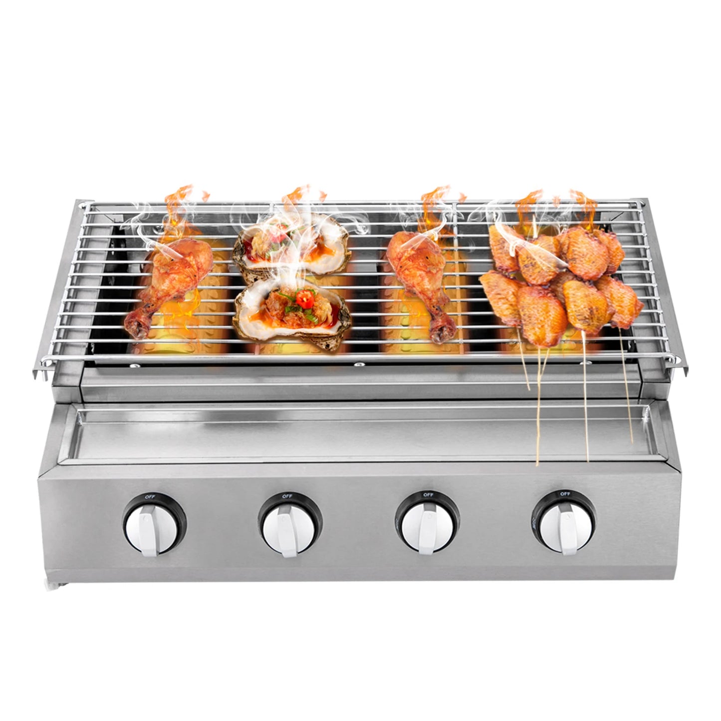 4-BURNER - STAINLESS STEEL SMOKELESS BARBECUE GRILL ROASTER