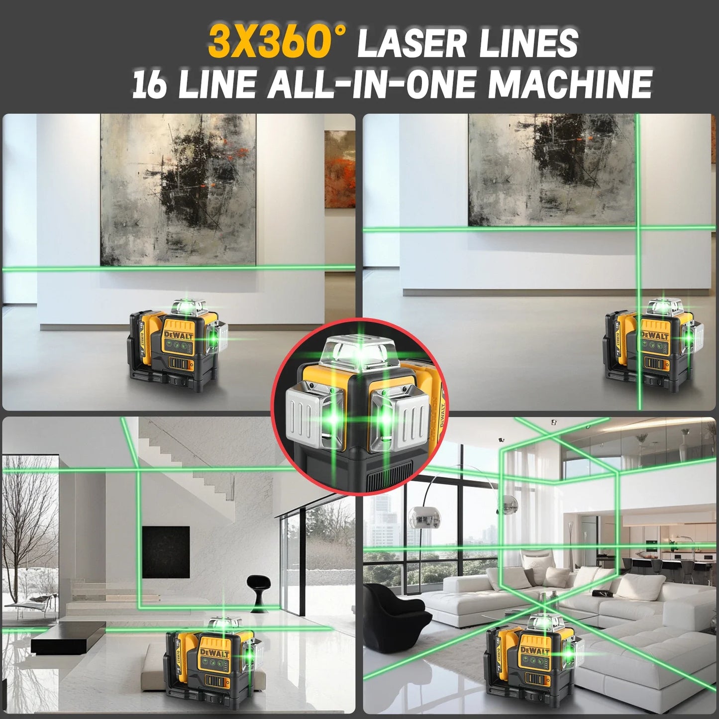 12V, 2.0AH - Dewalt DW089LG 12-LINE LASER-LEVEL W/LITHIUM ION BATTERY