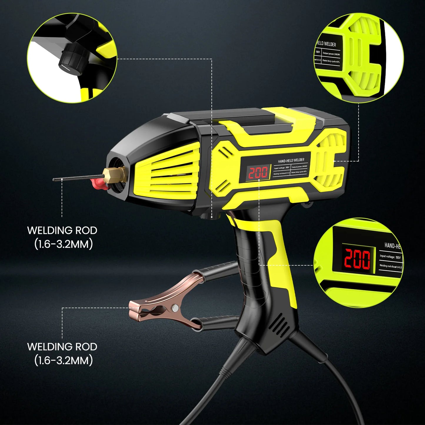 20-AMPS - 200-AMPS - HANDHELD PORTABLE IGBT INVERTER ARC WELDING MACHINE