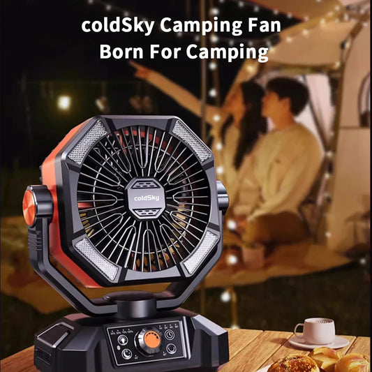 4-LED 8-SPEEDS, W/20000mAh BATTERY POWERED CAMPING/FISHING FAN/LANTERN