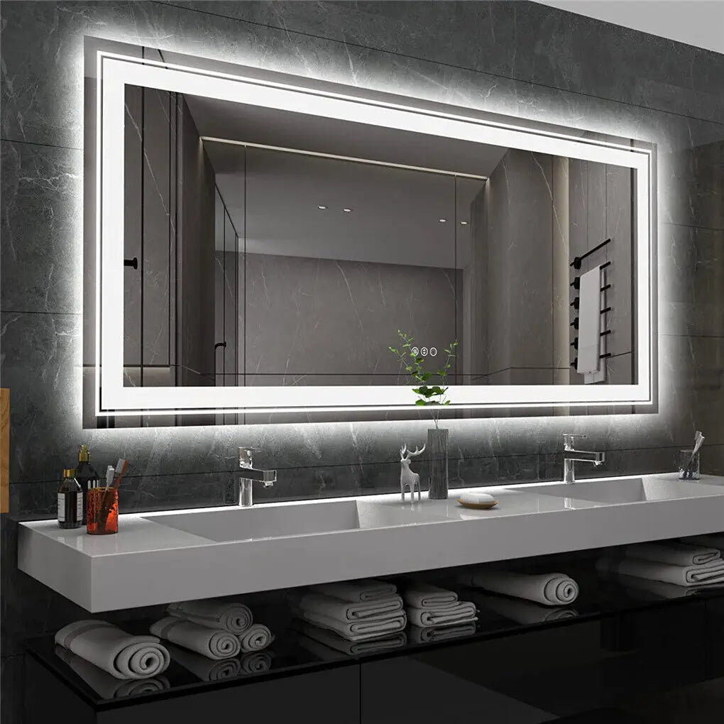 LARGE DOUBLE SINK ILLUMINATED MIRROR, FULL LENGTH