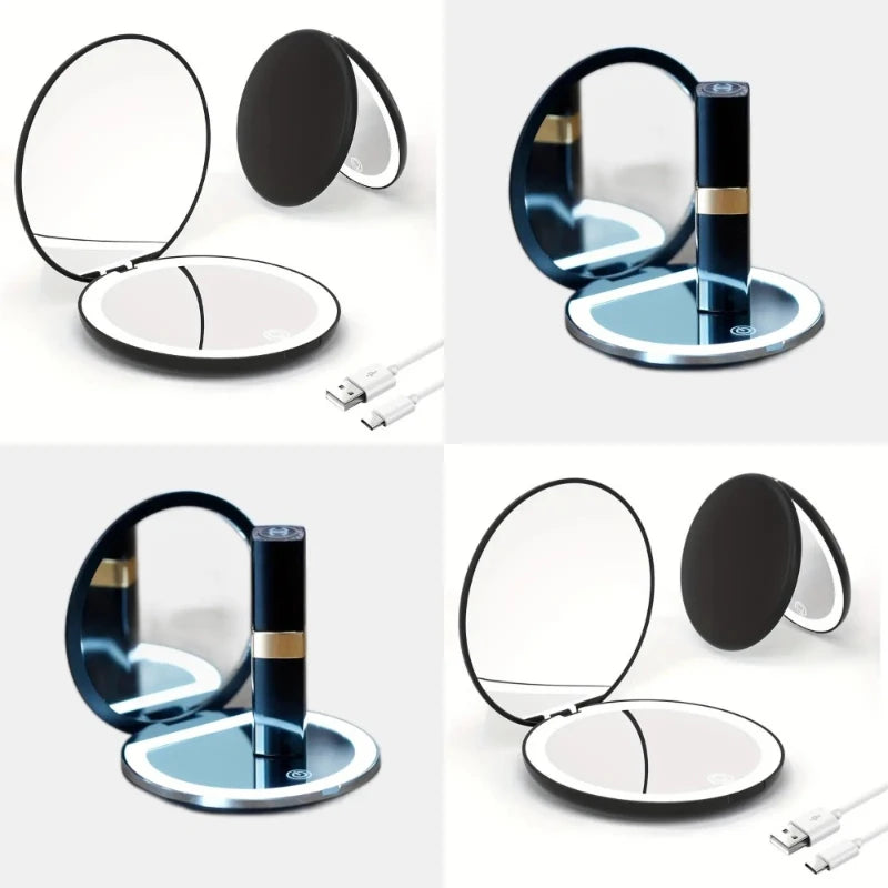 2X/5X MAGNIFICATION - FOLDING PORTABLE LED ADJUSTABLE MAKEUP MIRROR