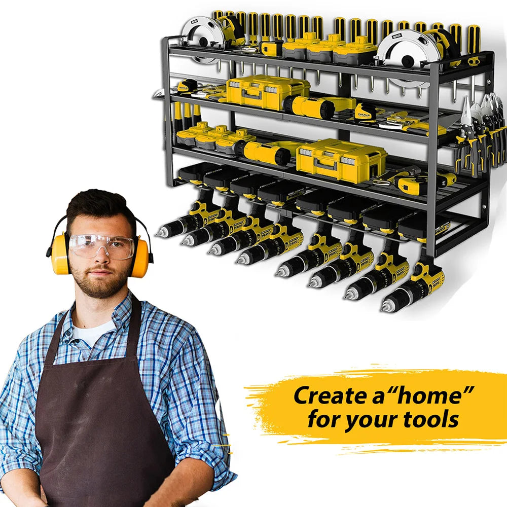 4-LAYER - HEAVY DUTY WALL MOUNTED POWER TOOL ORGANIZER
