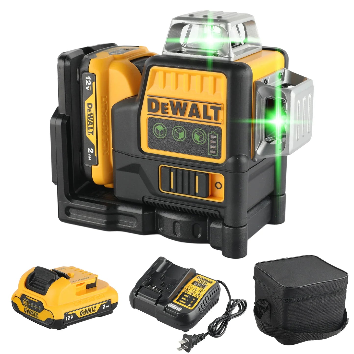 12V, 2.0AH - Dewalt DW089LG 12-LINE LASER-LEVEL W/LITHIUM ION BATTERY