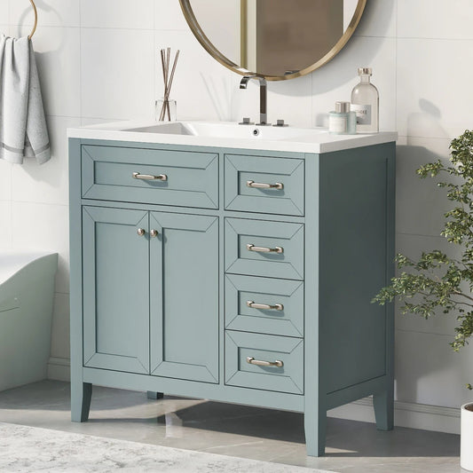 36in - GREEN BATHROOM VANITY W/SINK COMBO CABINET