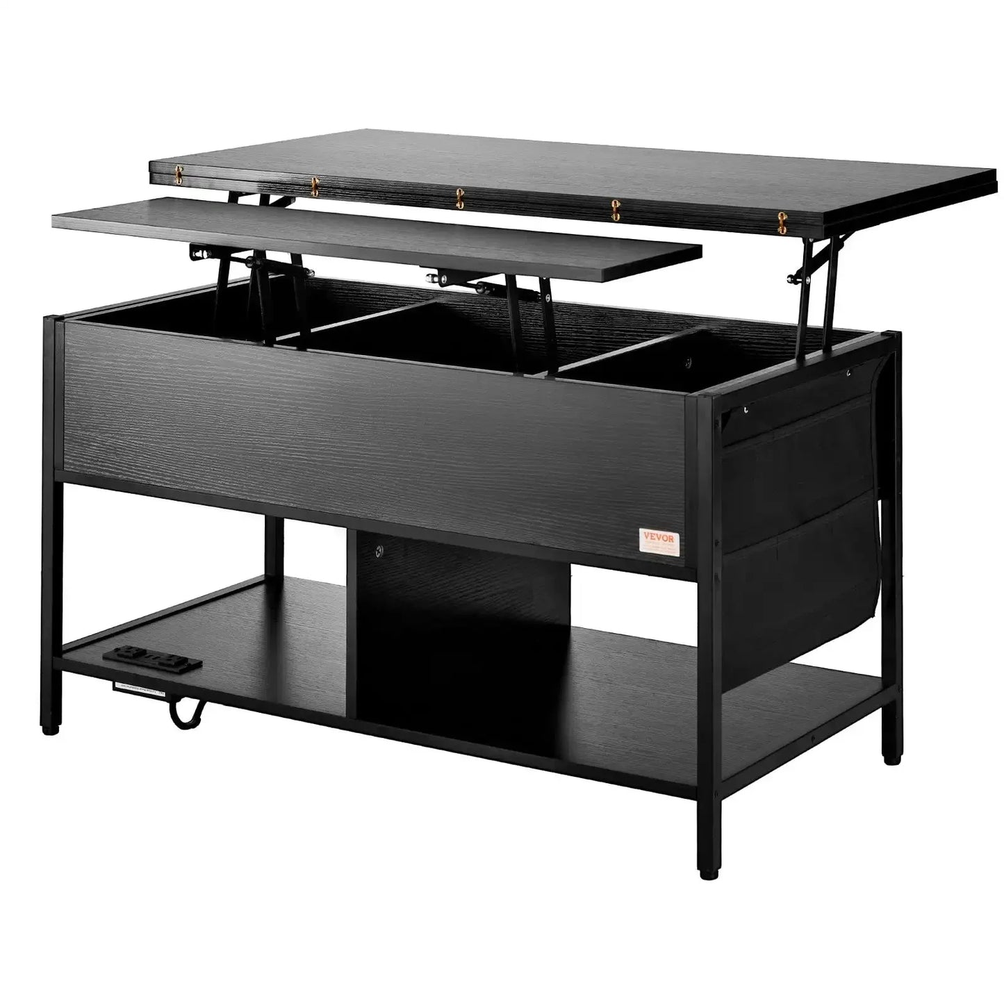 39.4in - LIFT TOP RECTANGULAR COFFEE TABLE W/LIGHT & USB