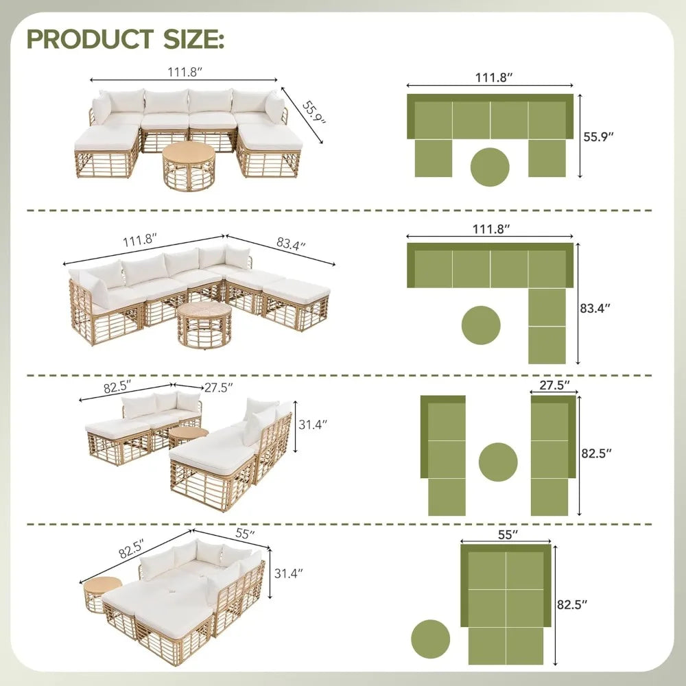 7pcs - OUTDOOR RATTAN/WICKER PATIO FURNITURE SET
