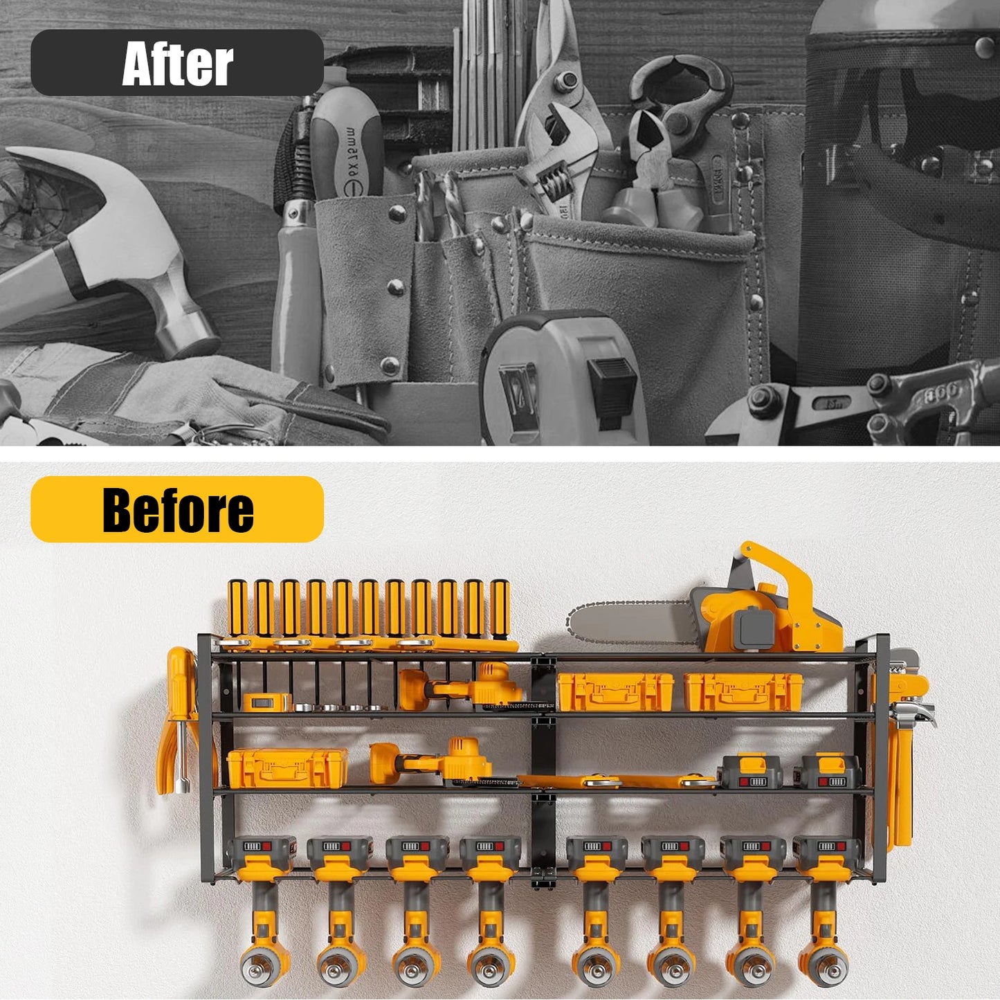 4-LAYER - HEAVY DUTY WALL MOUNTED POWER TOOL ORGANIZER
