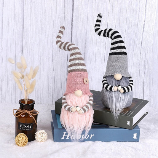 PLUSH COFFEE GNOME FIGURINES W/STRIPED HAT
