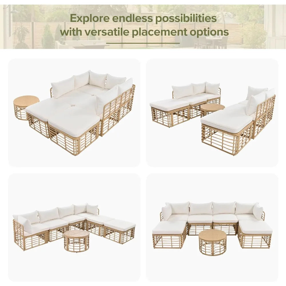 7pcs - OUTDOOR RATTAN/WICKER PATIO FURNITURE SET