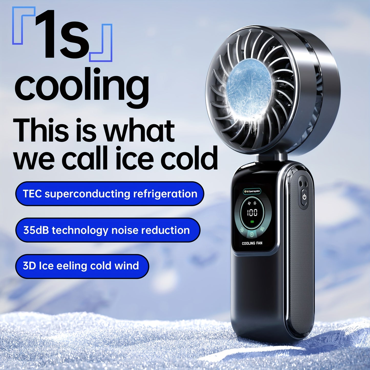 100-SPEED - PORTABLE ULTRA QUIET REFRIGERATION HANDHELD FAN