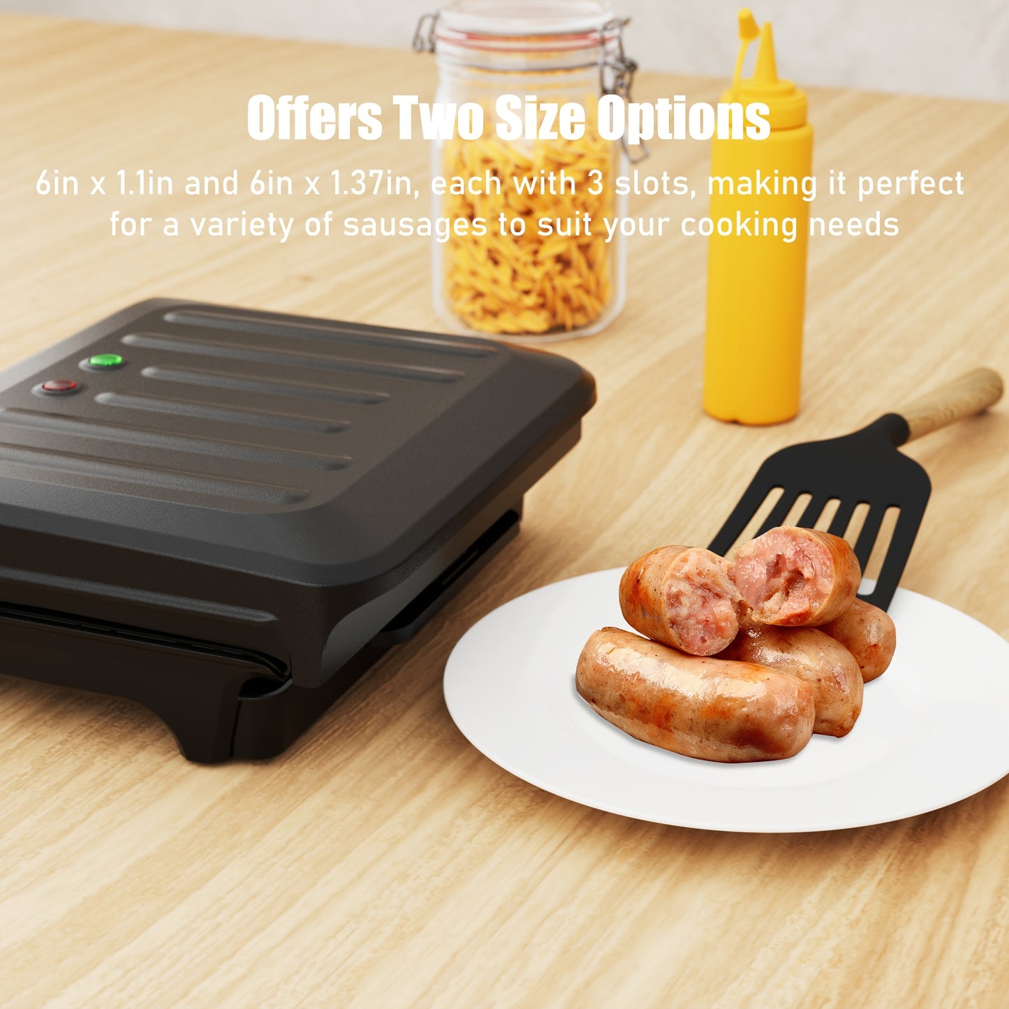 1pc - ELECTRIC NON-STICK HOT DOG MACHINE/GRILL W/OIL DRIP TRAY