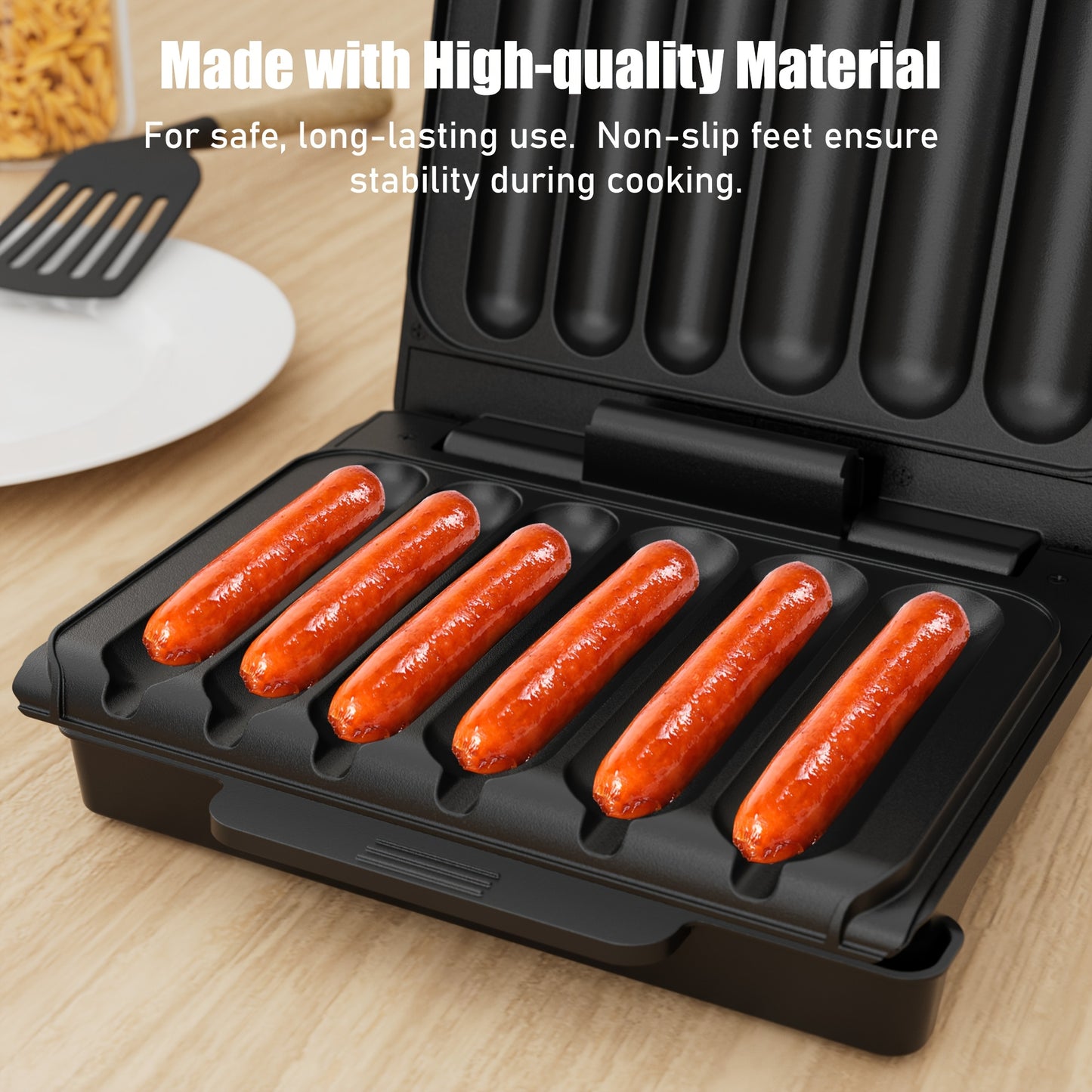 1pc - ELECTRIC NON-STICK HOT DOG MACHINE/GRILL W/OIL DRIP TRAY