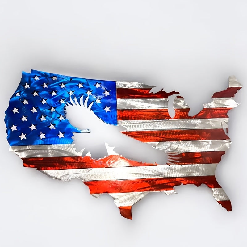 2D FLAT - PATRIOTIC AMERICAN FLAG/EAGLE METAL WALL ART