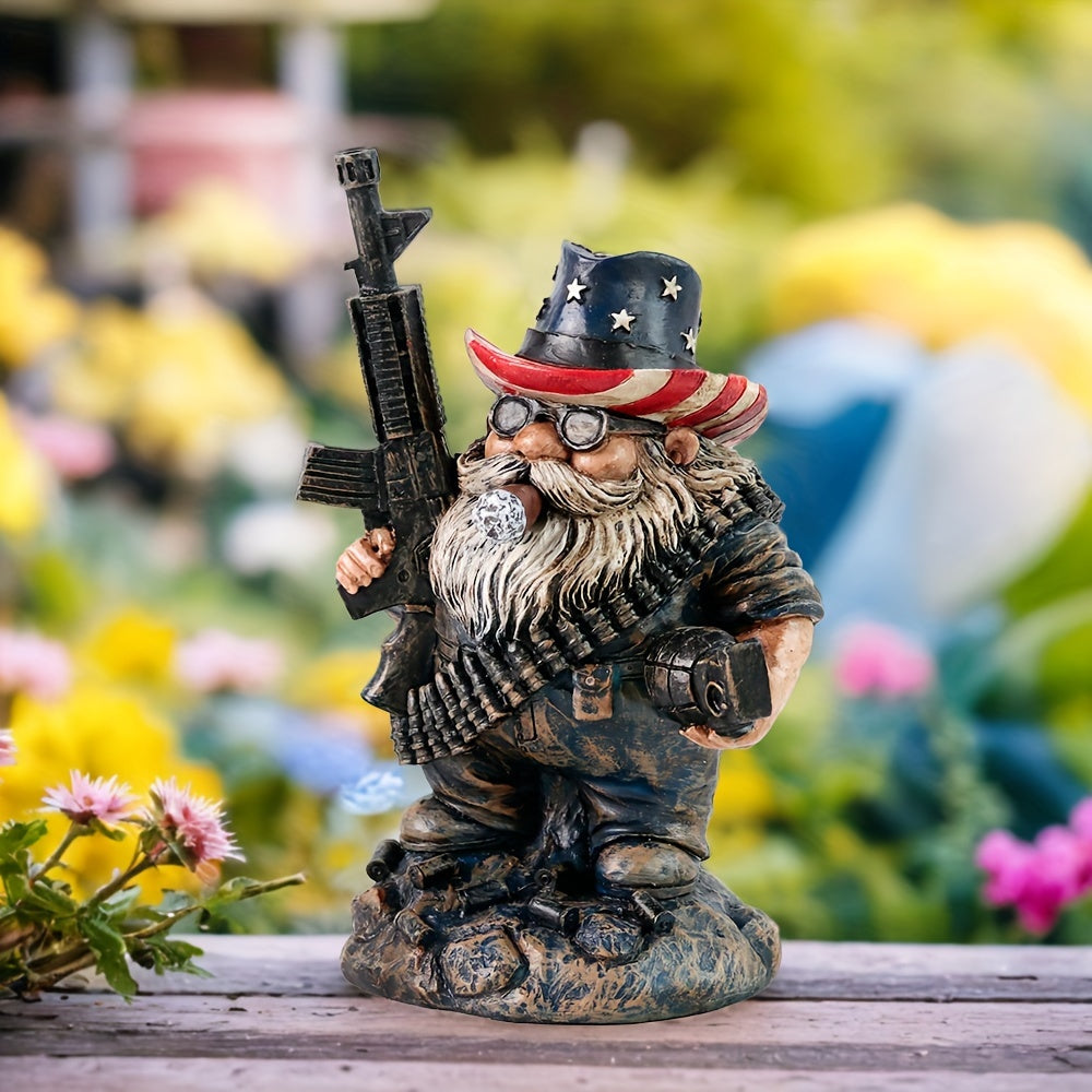 4.9in - GARDEN CITIZEN SOLDIER GNOME W/GUN