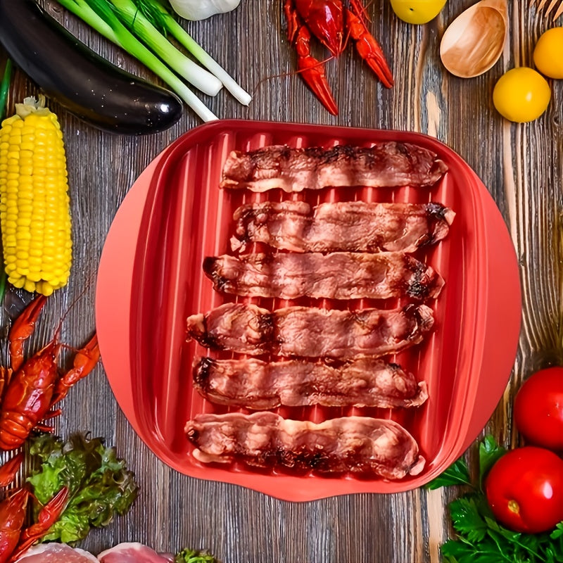 MICROWAVE BACON MAKER TRAY W/DRAINAGE & NO-SPLASH COVER