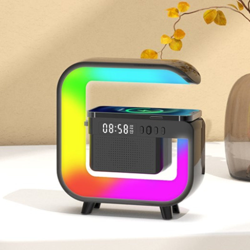 5-In-1 - WIRELESS MUSIC DESK LAMP W/ALARM CLOCK WIRELESS CHARGING