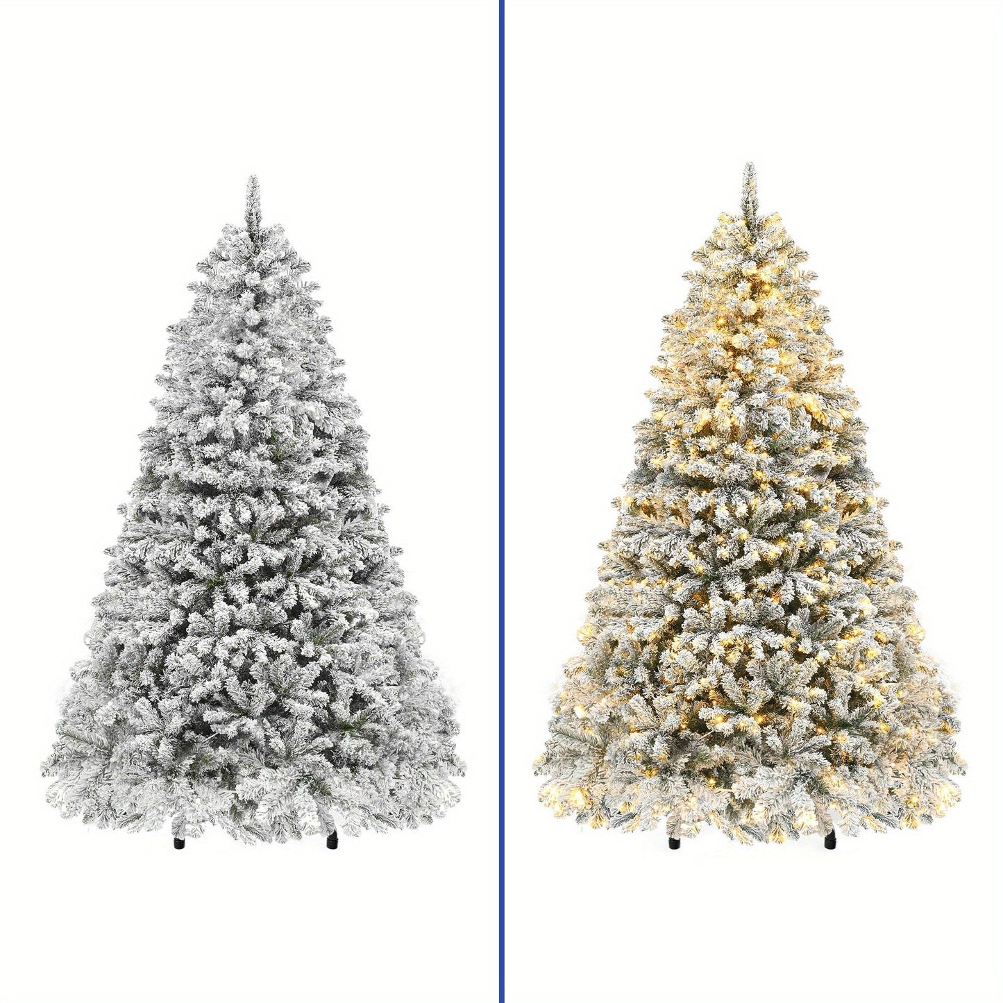 9ft - SNOW FLOCKED ARTIFICIAL CHRISTMAS TREE w/2,094 BRANCH TIPS
