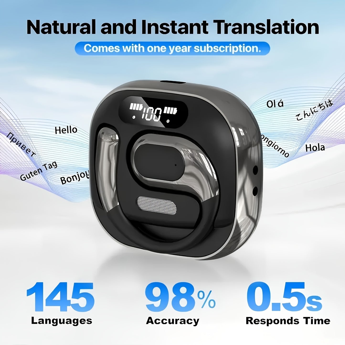 3-IN-1 - AI TRANSLATION EARBUDS, REAL-TIME 144 LANGUAGES & ACCENTS