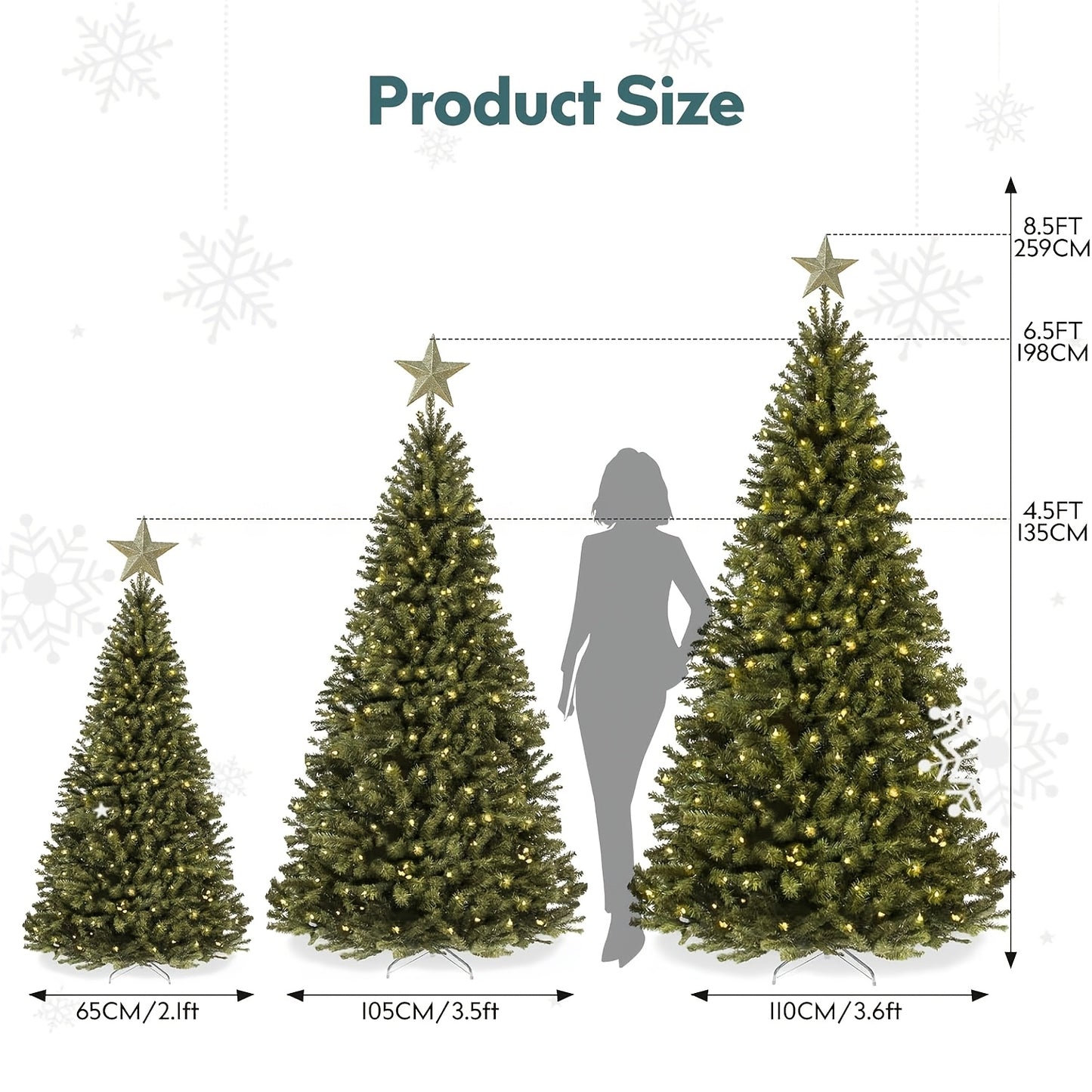 4.5ft/6.5ft/8.5ft - CONTEMPORARY FAUX CASHMERE CHRISTMAS TREE