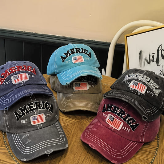 VINTAGE WASHED AMERICAN FLAG SOFT TOP BASEBALL CAP