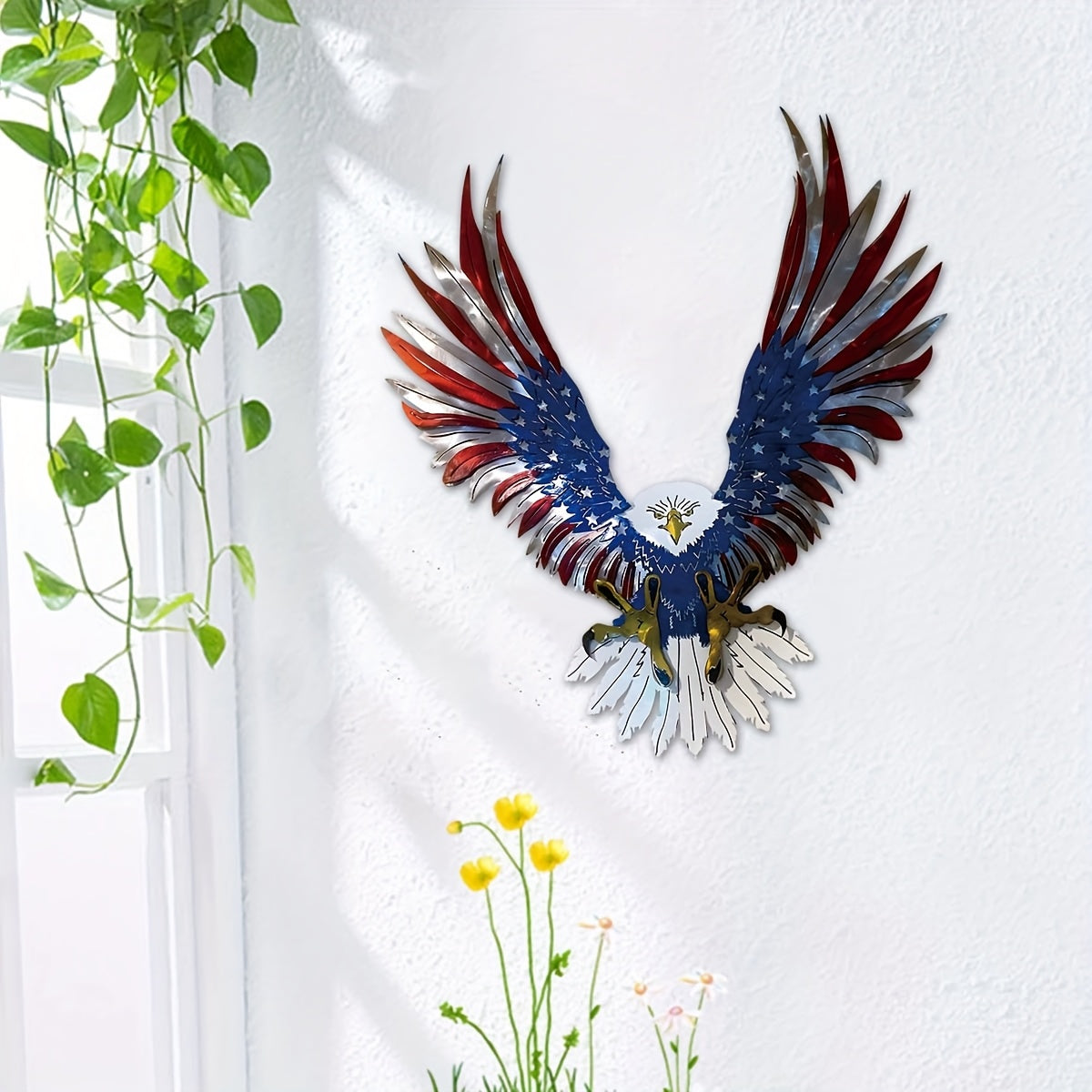 1pc - 15.74in X 13.68in - METAL PATRIOTIC AMERICAN EAGLE WALL ART