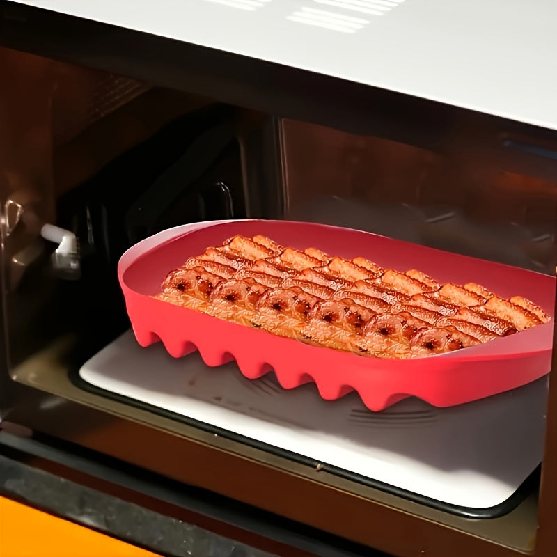 MICROWAVE BACON MAKER TRAY W/DRAINAGE & NO-SPLASH COVER