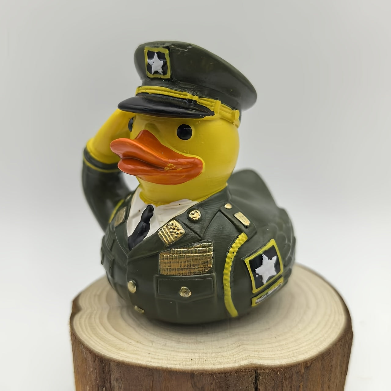 2.75in x 2.75in x 2.56in - RESIN ARMY DUCK ORNAMENT DESK STATUE
