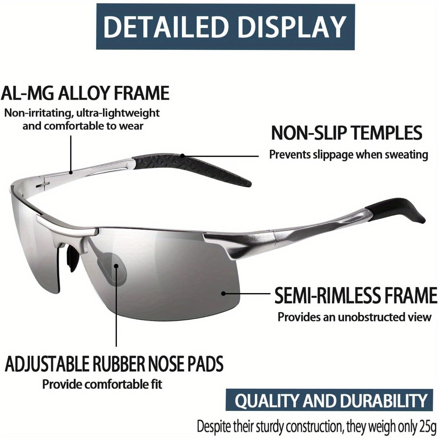 PHOTOCHROMIC POLARIZED MEN'S SUNGLASSES UV400 PROTECTION