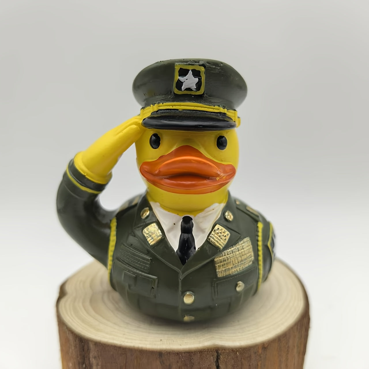 2.75in x 2.75in x 2.56in - RESIN ARMY DUCK ORNAMENT DESK STATUE