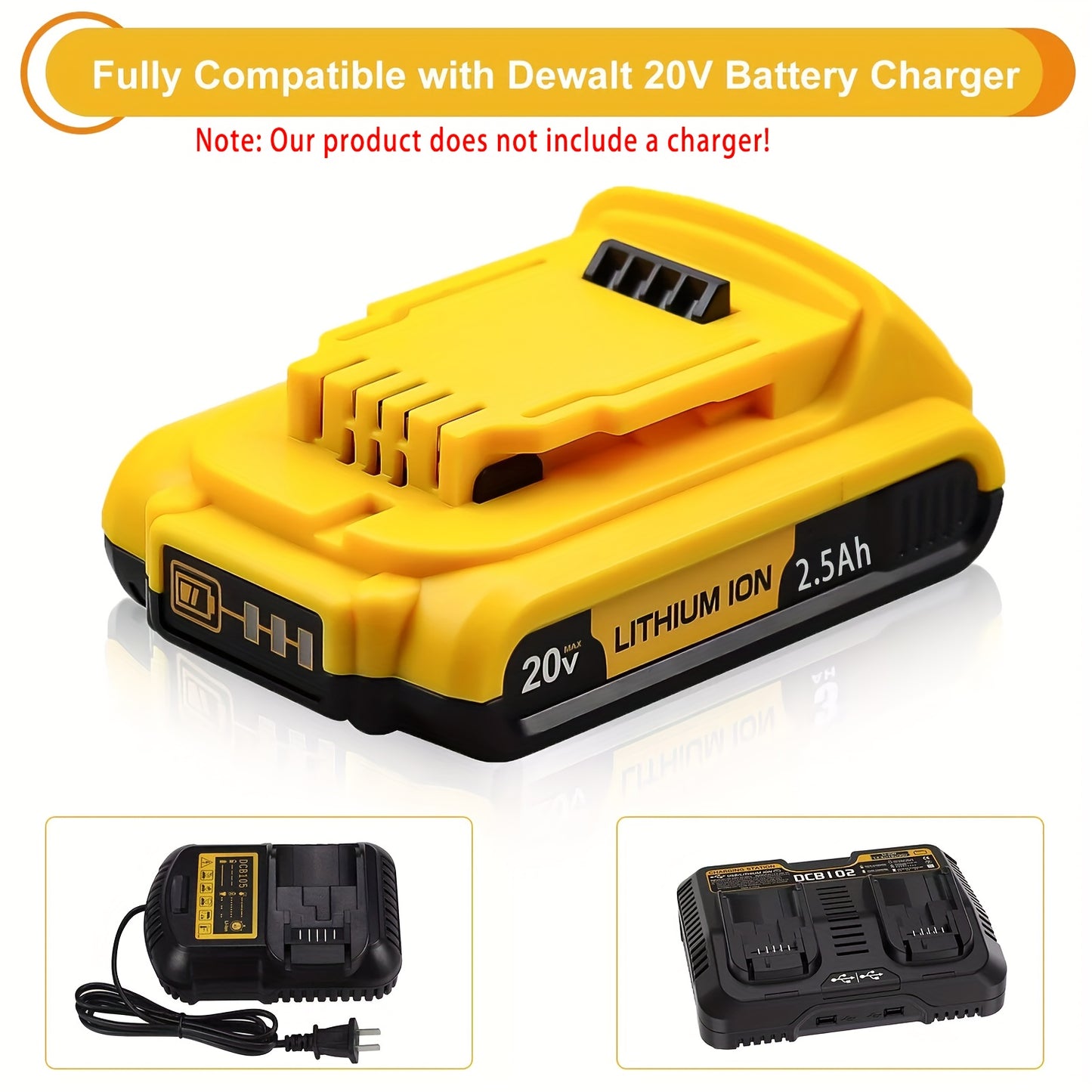 20V, 2.5Ah - LITHIUM-ION HIGH CAPACITY RECHARGEABLE BATTERY