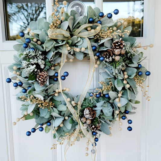 16in - ARTIFICIAL BLUEBERRY & EUCALYPTUS FRONT DOOR WREATHS
