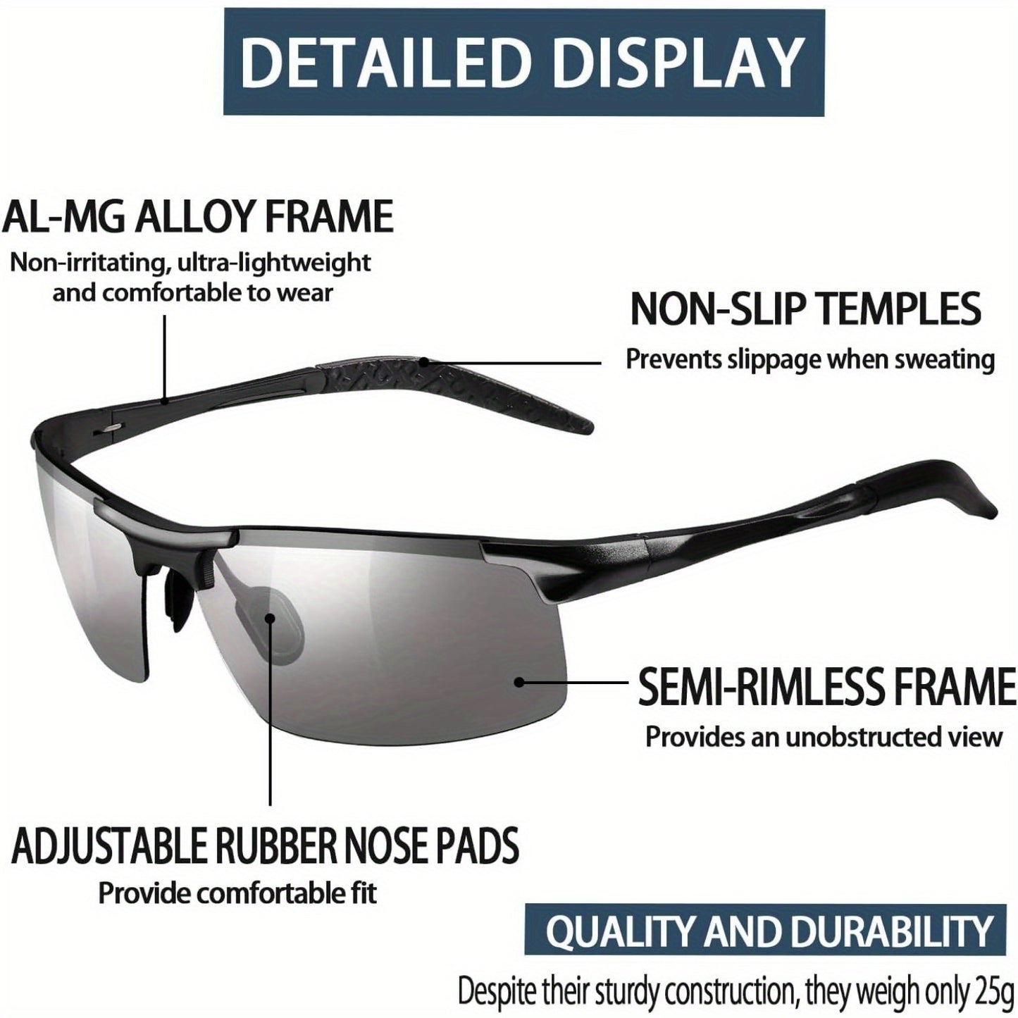 PHOTOCHROMIC POLARIZED MEN'S SUNGLASSES UV400 PROTECTION
