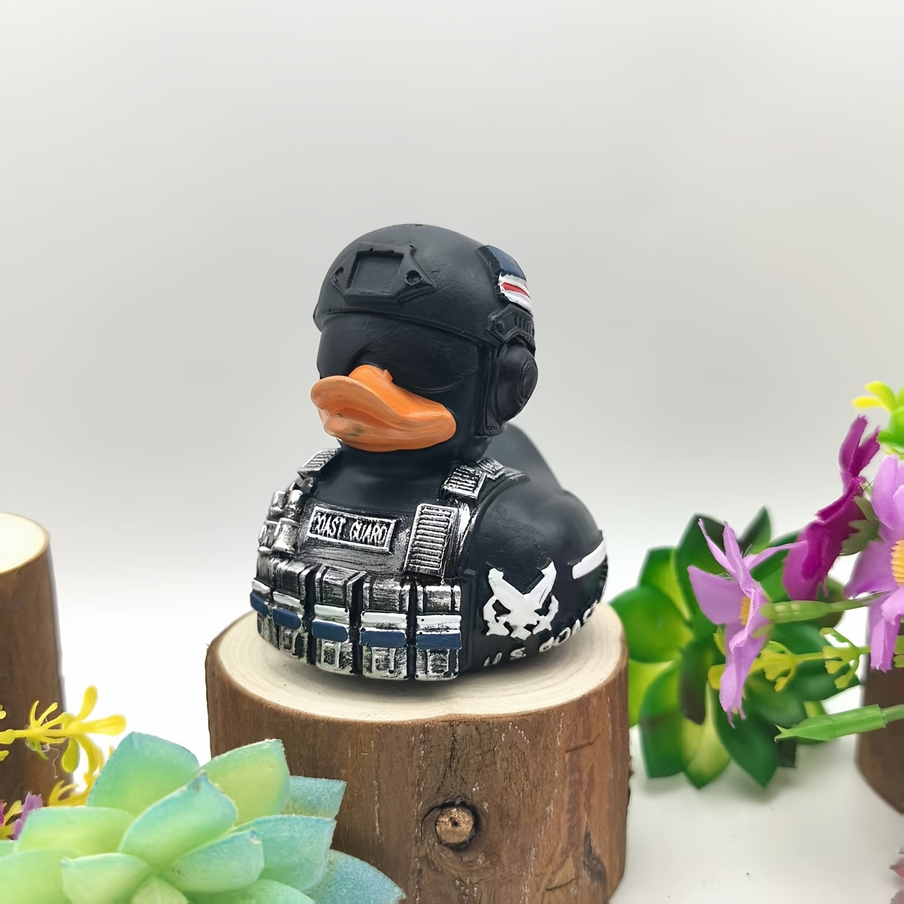 PATRIOTIC U.S. COAST GUARD MILITARY DUCK FIGURINE