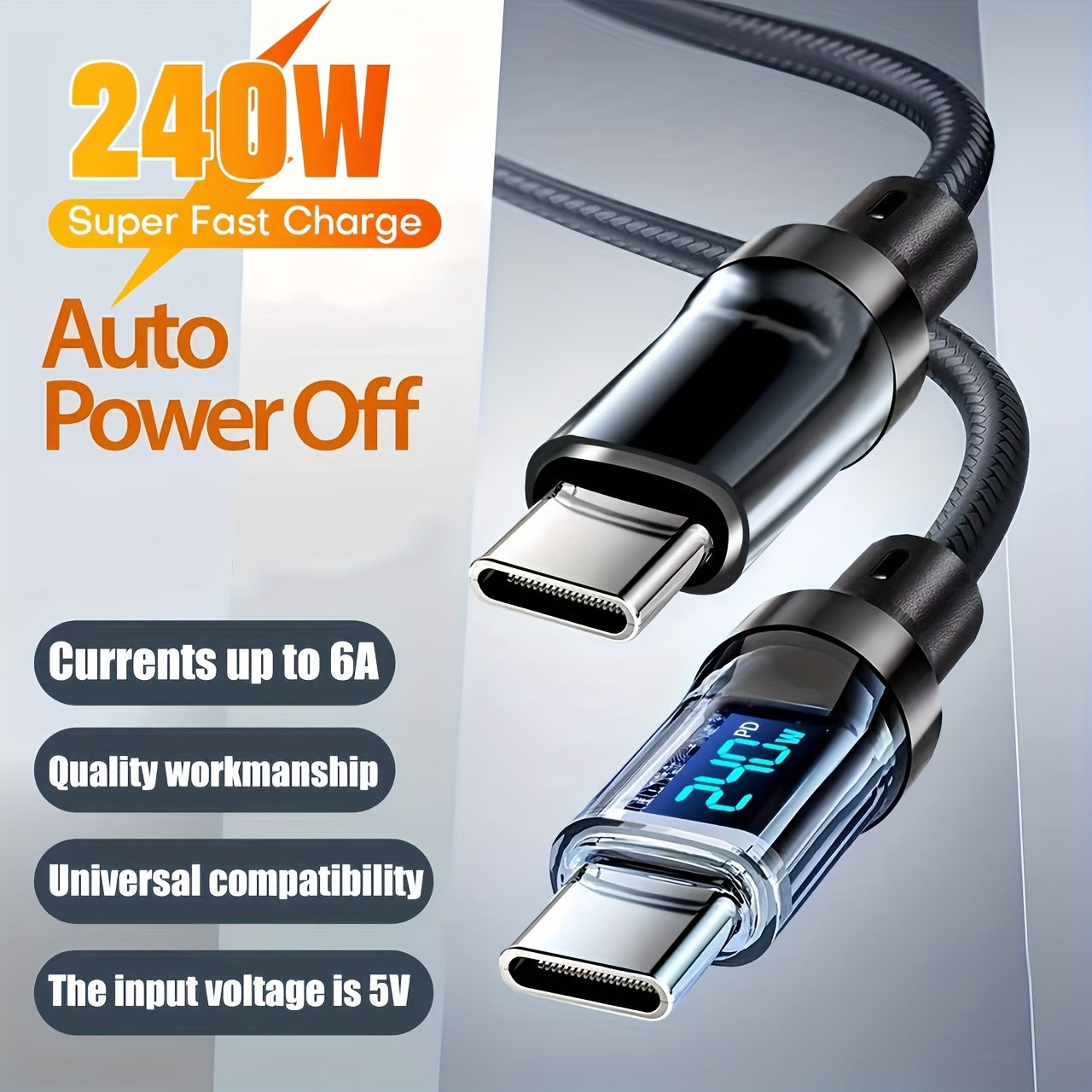 5A, 80W - SUPER FAST CHARGING USB-C W/LED REAL TIME DISPLAY