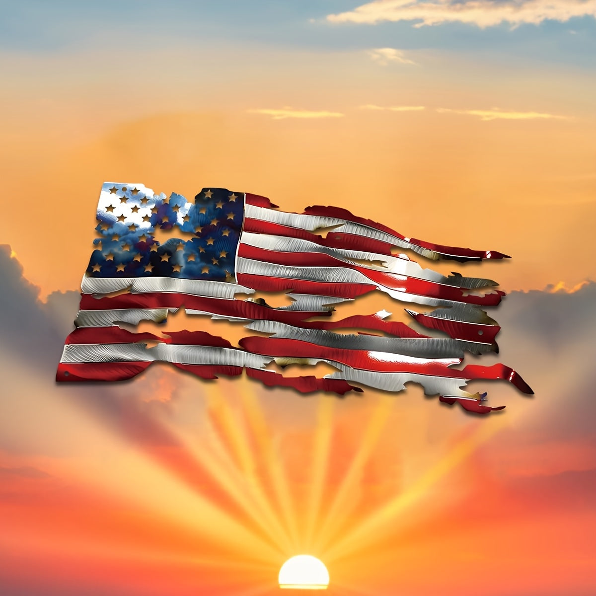 1pc - 15.75in x 7.63 in - AMERICAN PATRIOTIC METAL WALL ART|