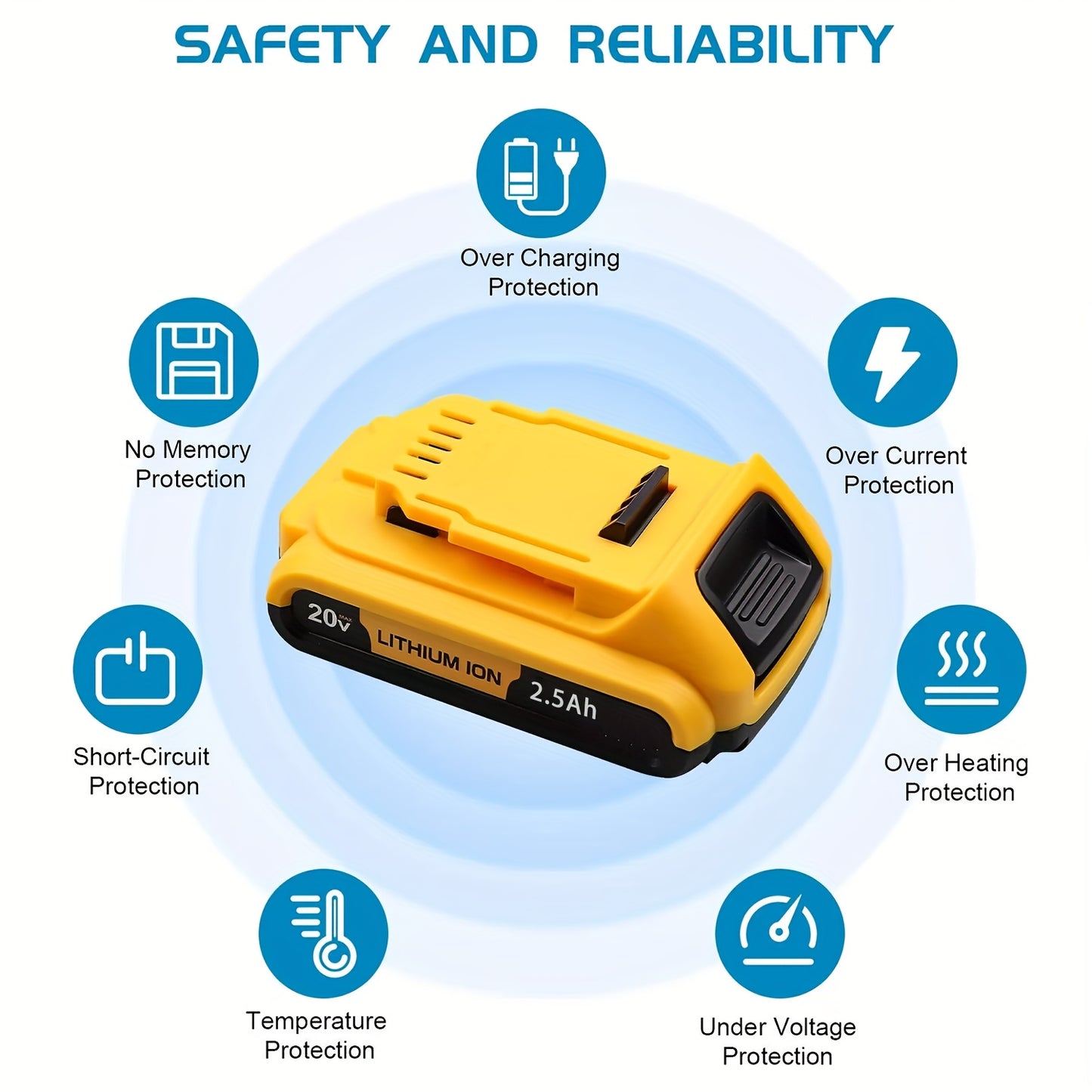 20V, 2.5Ah - LITHIUM-ION HIGH CAPACITY RECHARGEABLE BATTERY