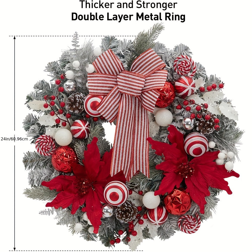 24in - PRE-LIT FRONT DOOR CHRISTMAS WREATHS WITH 20 LED LIGHTS