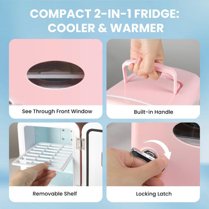 4L - PORTABLE MINI REFRIGERATOR, WARM/COOLER, SIX CAN CAPACITY