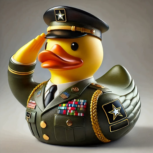 2.75in x 2.75in x 2.56in - RESIN ARMY DUCK ORNAMENT DESK STATUE