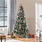 6ft/7.5ft - PRE-LIT FROSTED CHRISTMAS TREE W/FOLDABLE BASE & PVC TIPS